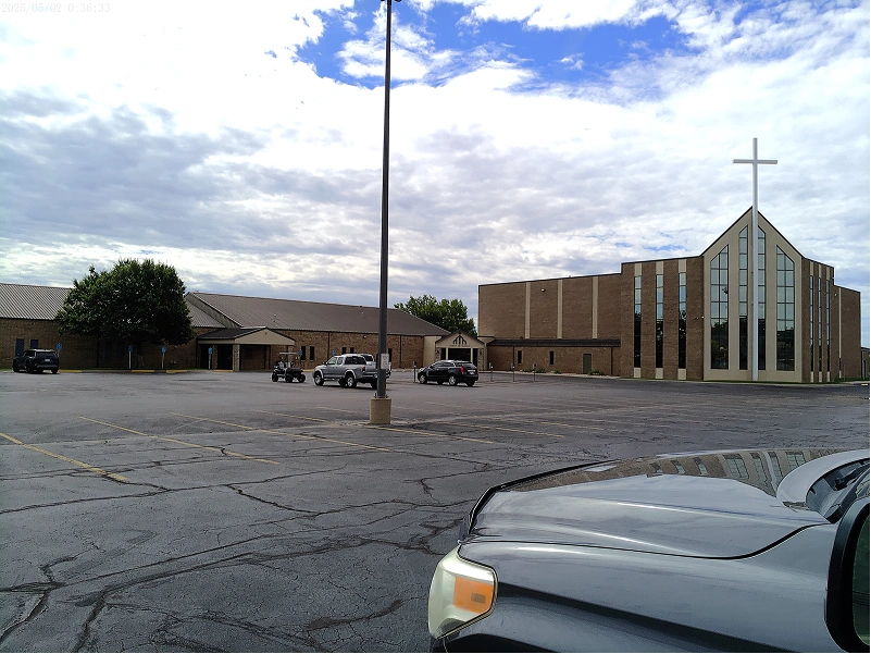 Arden Road Baptist Church in Amarillo, TX, with its glass gable entry and cross
