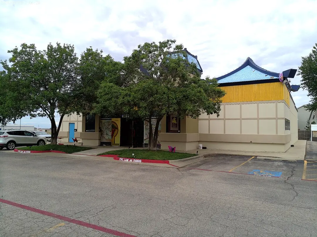 Sakura Japanese Steak House with blue pagoda-style roof trim