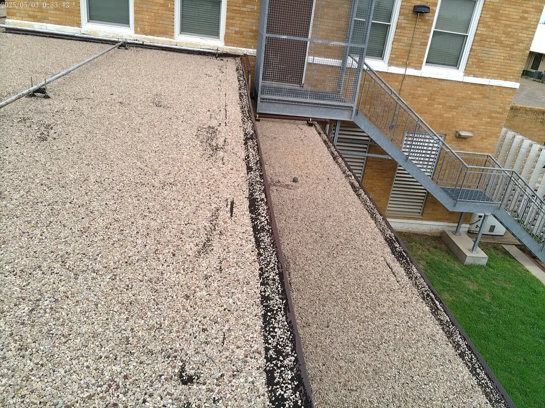 Roof edge above the exterior stairs of the DPS building in Childress